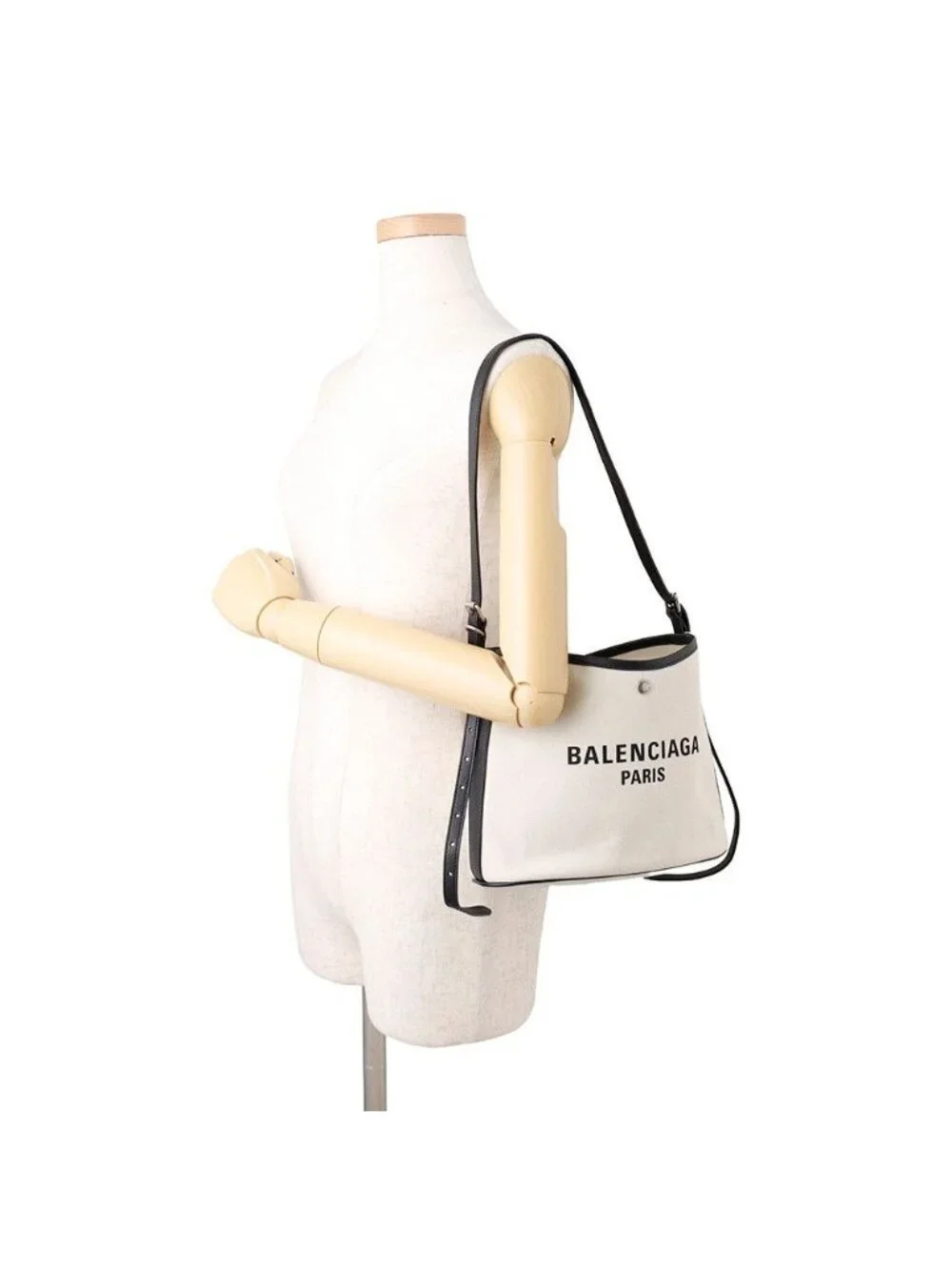 Balenciaga Shoulder Bag Biarritz Small Canvas Leather Black